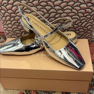 Fabio Rusconi silver flat 7.5, NWT